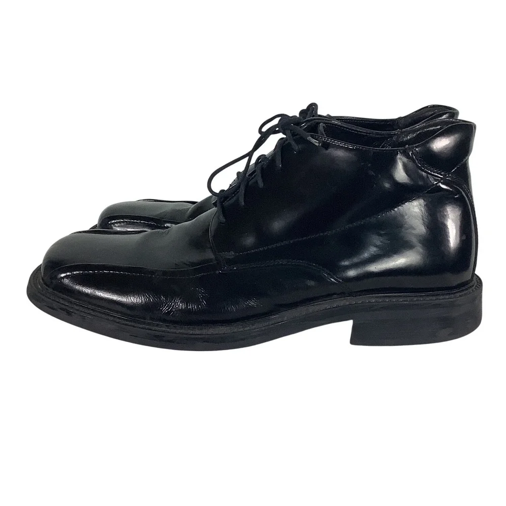 Alfani Domingo Mens Black Patent Leather Chukka Boots Made in Italy Size 10.5
